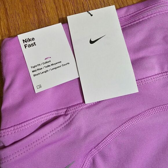 Nike Epic Fast Bike Shorts Lilac Pink Medium M New 7" DQ1040 597 Mid Rise Tight - Picture 11 of 14